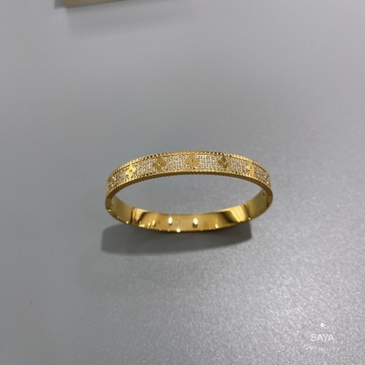 دستبند طلای 18 عیار کالیدوسکوپ دریل کامل نسخه پهن